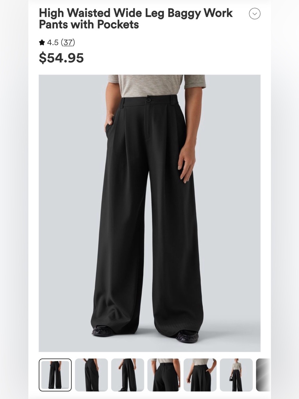 HALARA Black High-Waisted Wide-Leg Pants